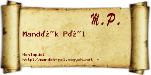 Mandák Pál névjegykártya
