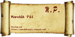 Mandák Pál névjegykártya